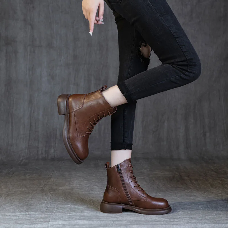 DRKANOL женские ботинки 2024 качественная натуральная воловья кожа Осень-Зима