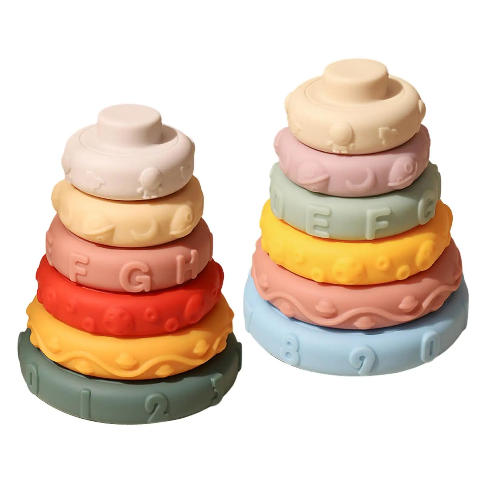

Stacking Teething Toy Stacker Balancing Colorful Rainbow Building Blocks for Toddler