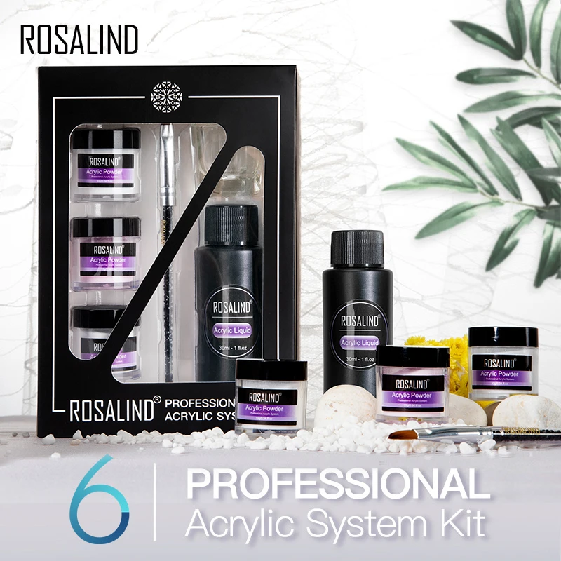 

ROSALIND Acrylic Powder Nail Dipping Flower Carve Crystal Powder Nail Extension Builder Manicure Acrylic Powder Liquid Tool Set