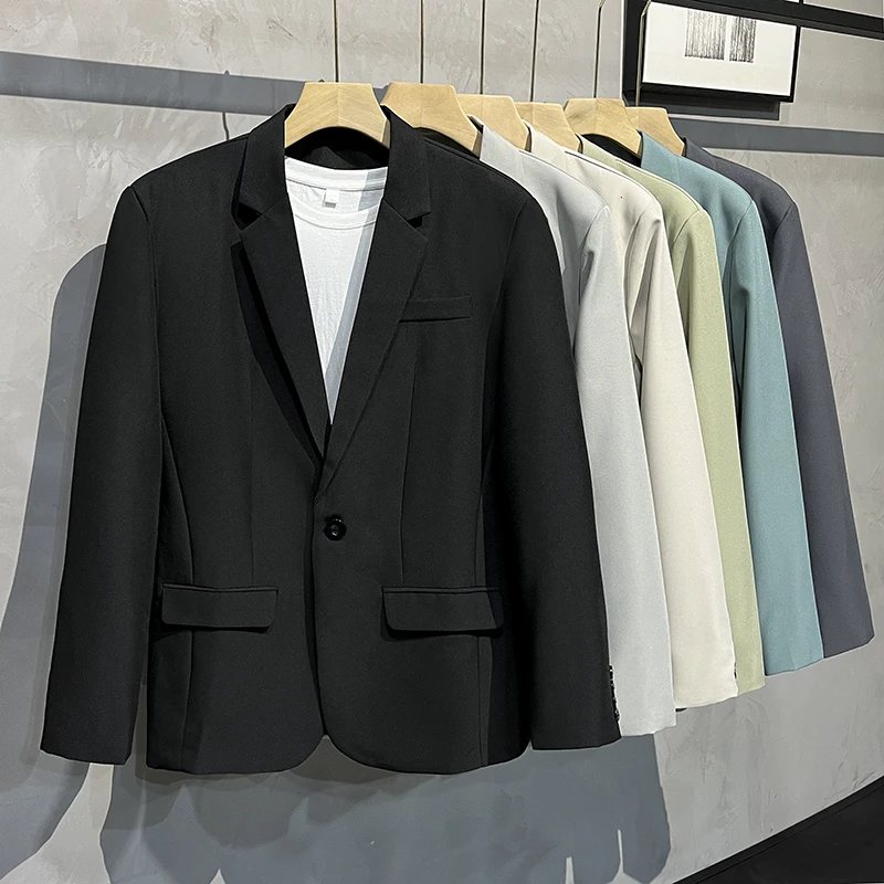 Korean Casual Two-piece suit Men's Spring and Autumn New Handsome Professional Guest look Slim fit Suit set Best Man Formal D... |