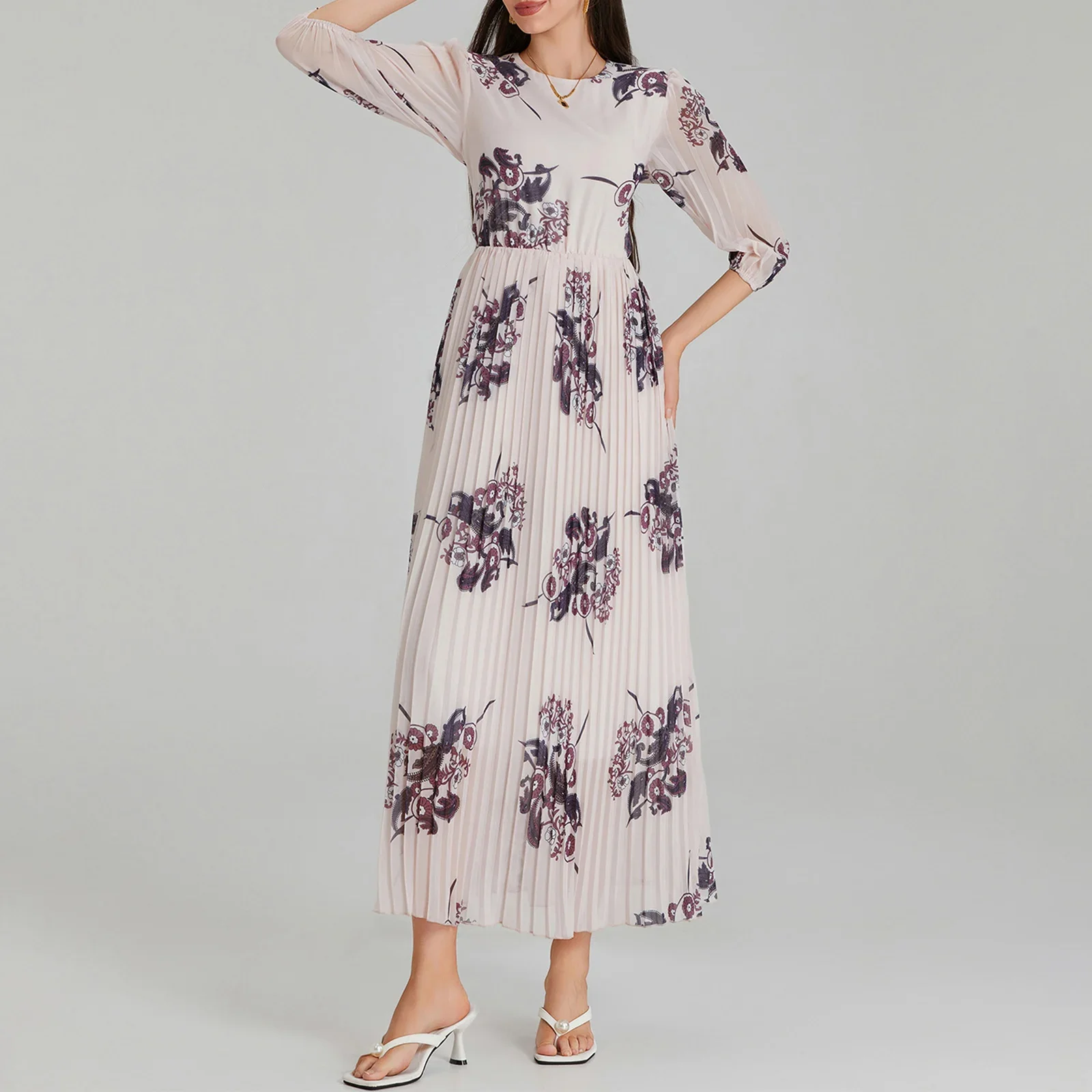 Женское модное длинное плиссированное платье элегантное трапециевидной формы с