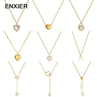 enxier 316l stainless steel gold color love heart pendent necklace for women chokers clavicle chain female festival jewelry gift