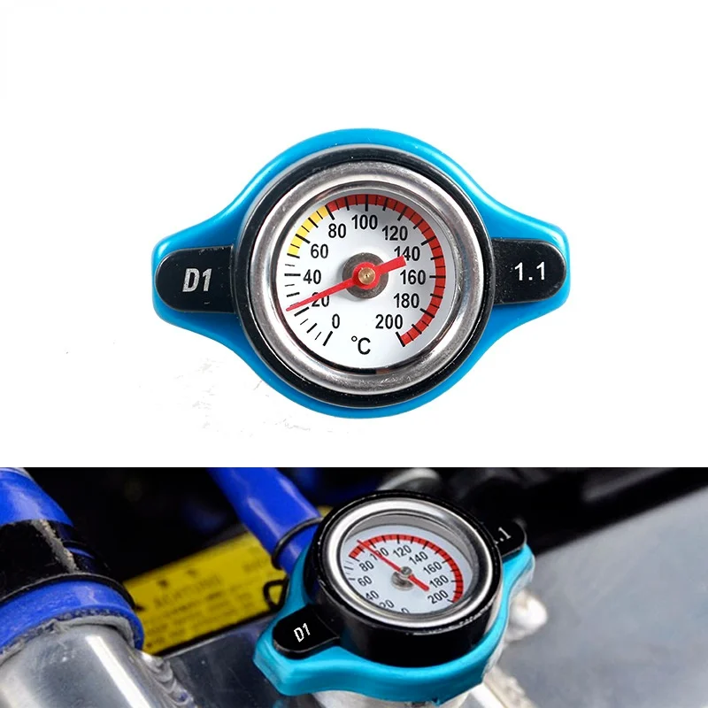

D1 Spec Thermo Radiator Cap Tank Cover Water Temperature Gauge with Utility Safe 0.9 Bar/ 1.1 Bar/1.3 Bar Car Motorcycle Styling
