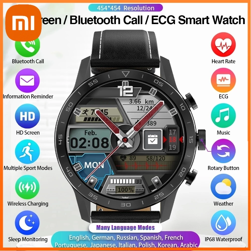 

Смарт-часы Xiaomi мужские с поддержкой Bluetooth и функцией беспроводной зарядки, 454*454