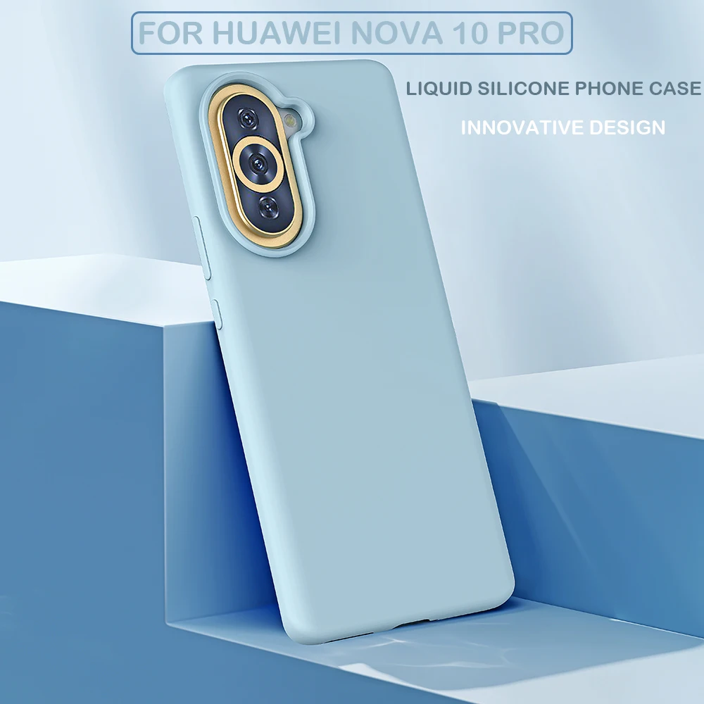 

For Huawei Nova 10 Pro Liquid Silicone Case Protective Cover Anti-fall Anti-scratch Anti-shock Dust-proof Pc Layer Accessories