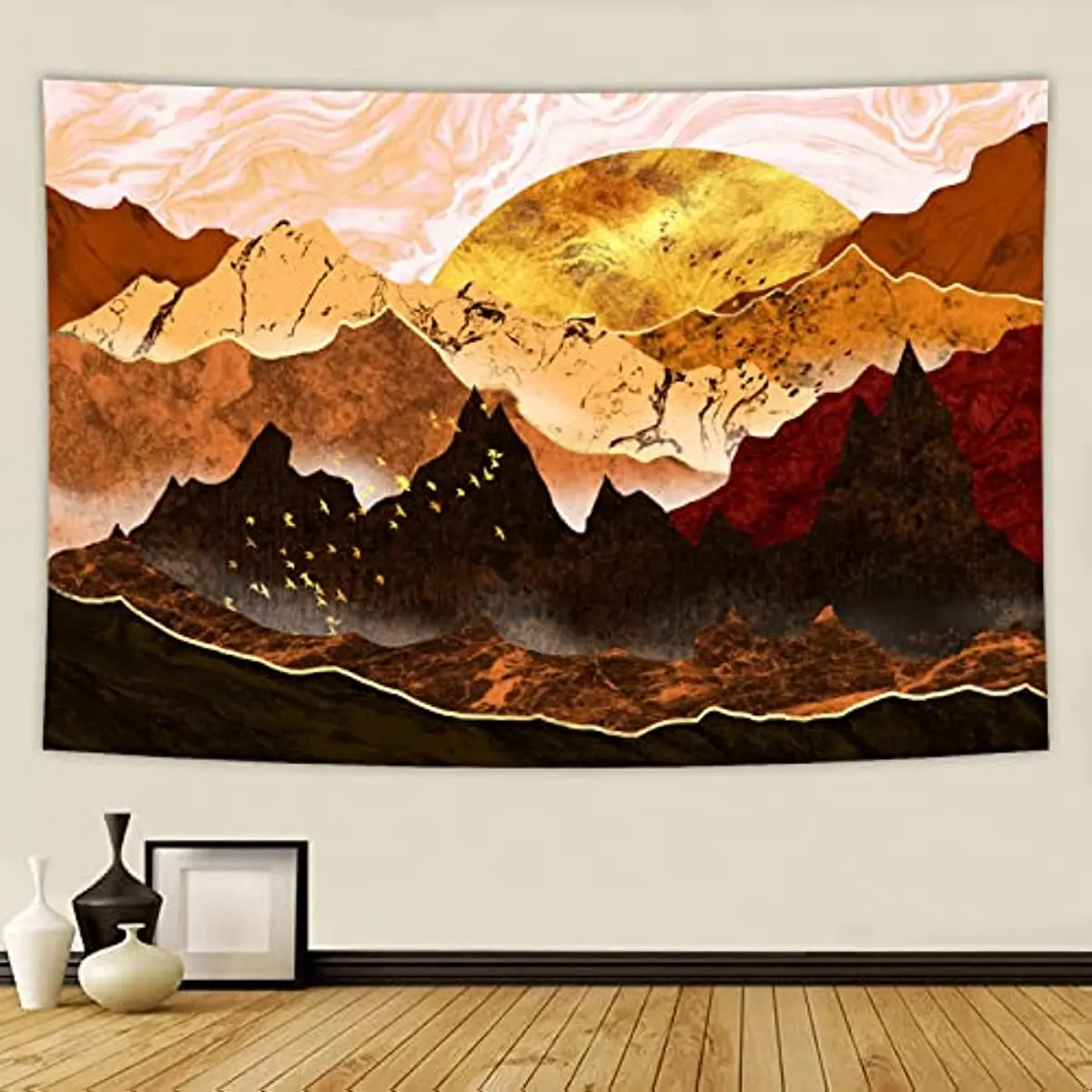

Mountain Forest Trees Art Tapestry Sunset Nature Landscape Wall Hanging Tapestry Decor for Bedroom Living Room Dorm