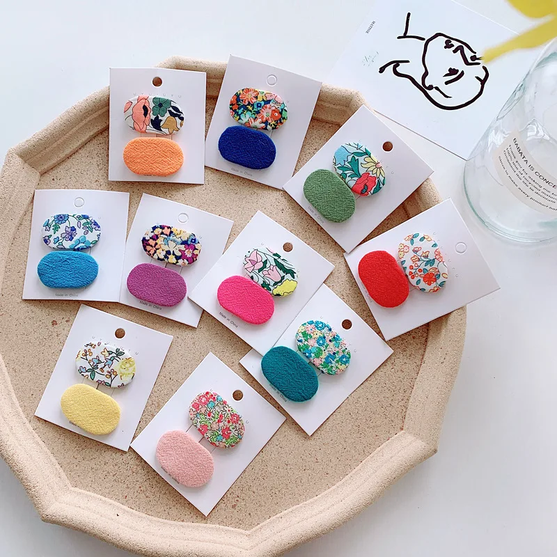 

2 Piece/set Korean Style Hair Pins Baby Floral Print Hairpin Girls Hair Accessories Hair Clips Ins Barrettes Kids Hair Grips
