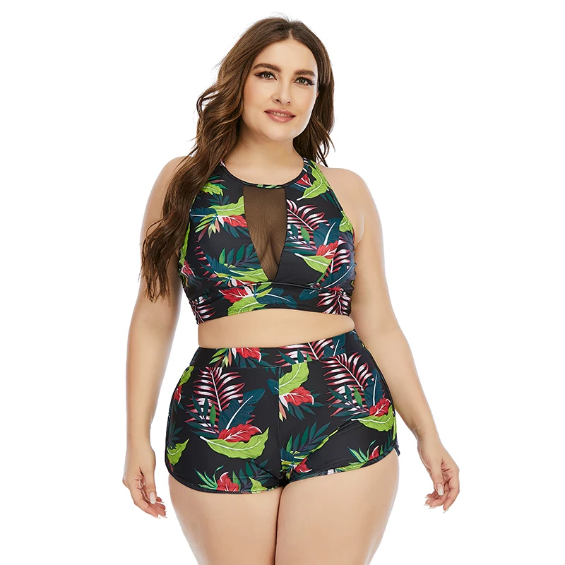 

2022 New Women Plus Size Bikinis Set High Waist Swimsuit Push Up Swimwear Larges Big Plussize Swimming Suits Bathing Beachwear