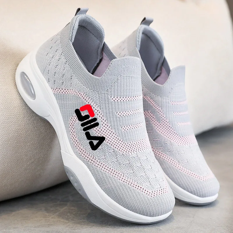 Women Tennis Shoes Breathable Mesh Height-increasing Slip-on Female Sock Casual Shoes Women Platforms Sneakers Thick Bottom