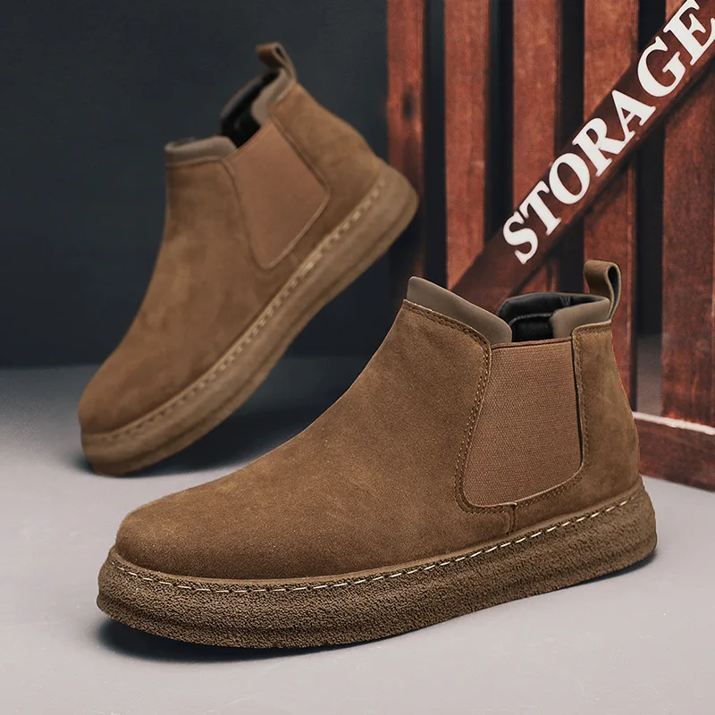 

British Style Casual Canvas Shoes Men Fashion Soft Soled Chelsea Boots For Men New Yuppie Shoes Punk Vulcanized Sneakers Boots