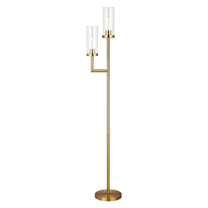 

Traditional 2-Light Torchiere Floor Lamp with Clear Glass Shades