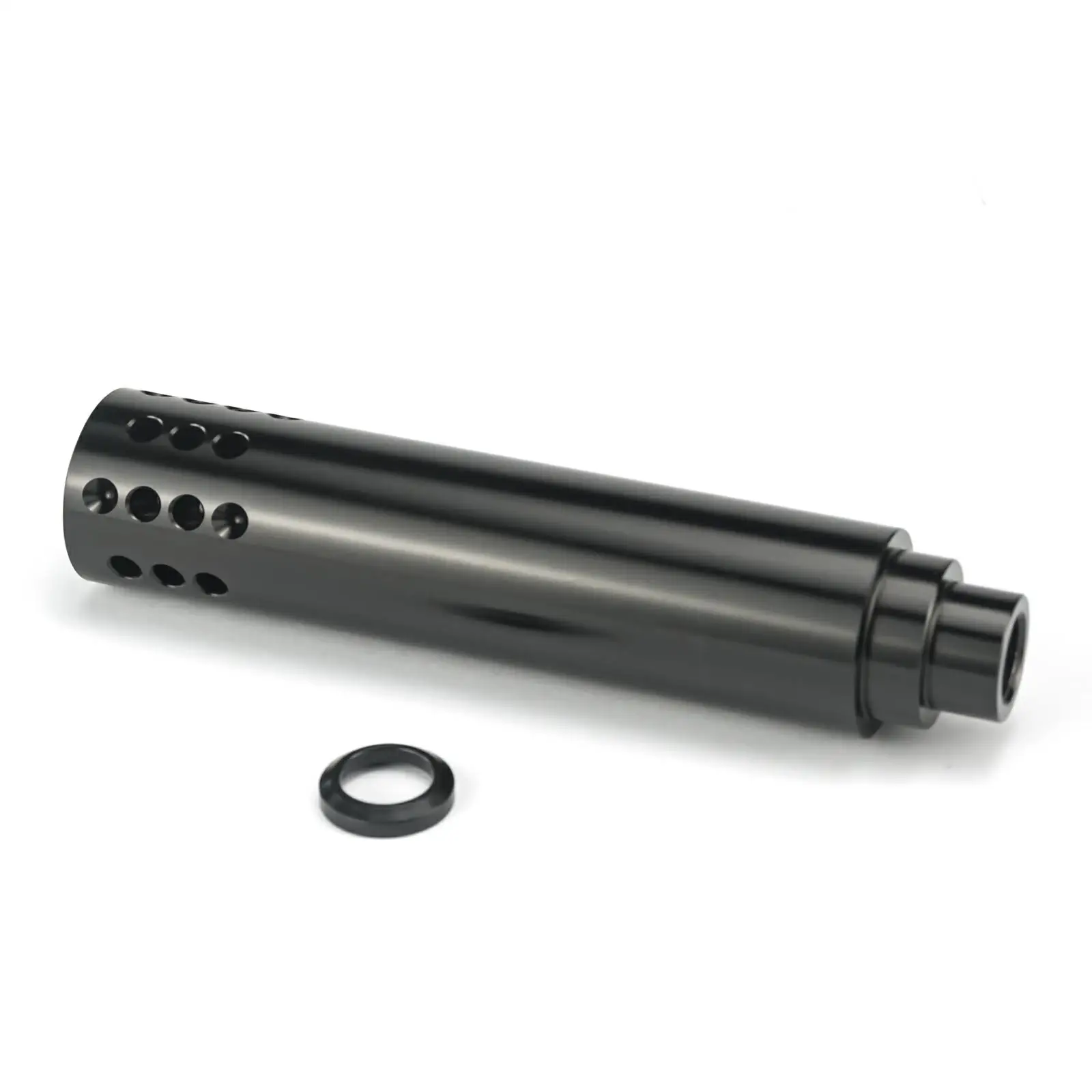 

Black 5.5'' Long CNC Muzzle Brake 1/2x28 Thread 223/ 556/ 22LR Extension Multi-Port For Hunting