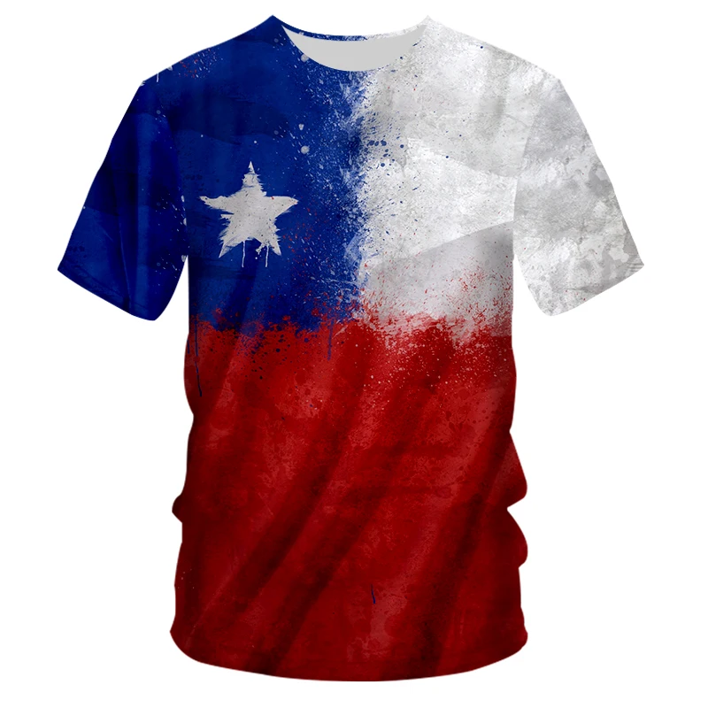 

New Chilean style national flag T-shirt European and American style beach Harajuku 3D printing photo T-shirt top