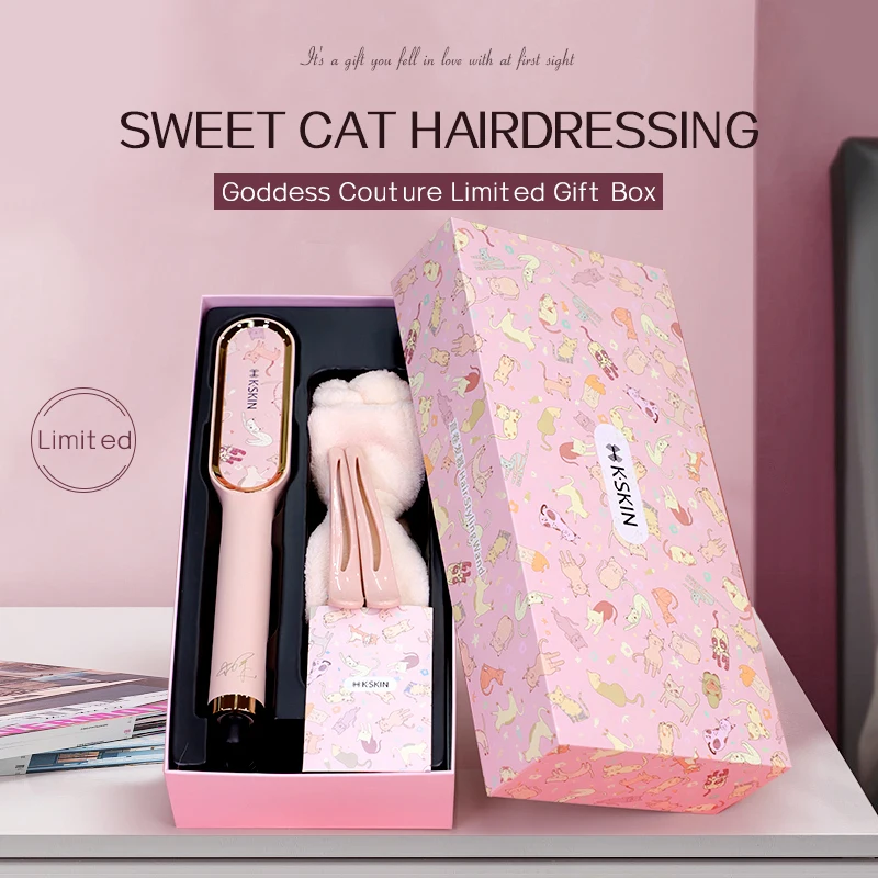 

Hair Straightening Brush Fast Heating Comb Curling Iron Styler Electric With Lamp Display Multifunctional Comb Gift Package