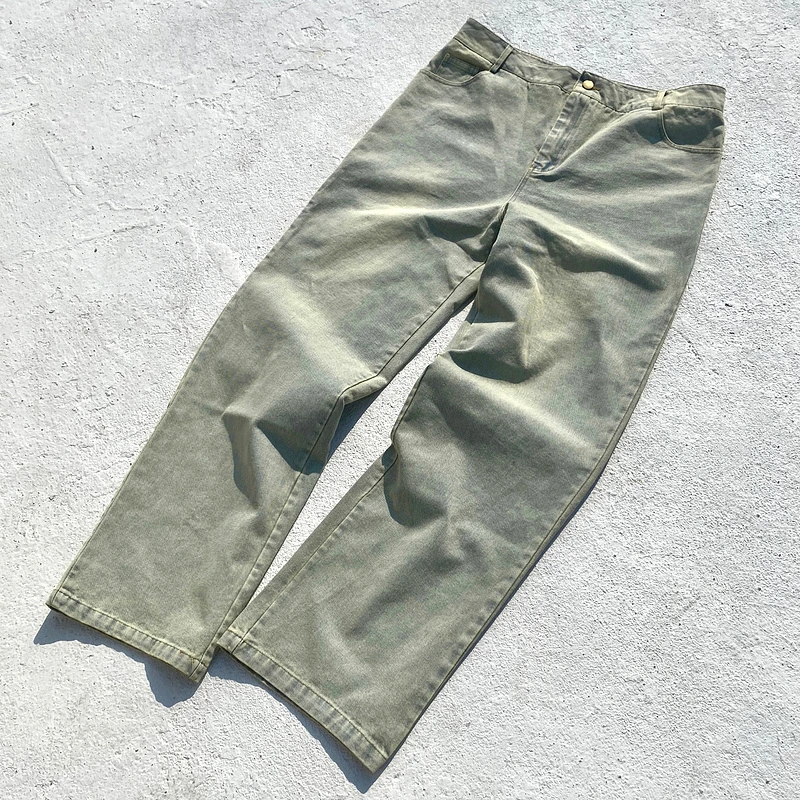 

New Washed Heavy Fabric Jeans Men Women Zipper Jeans Trouser y2k