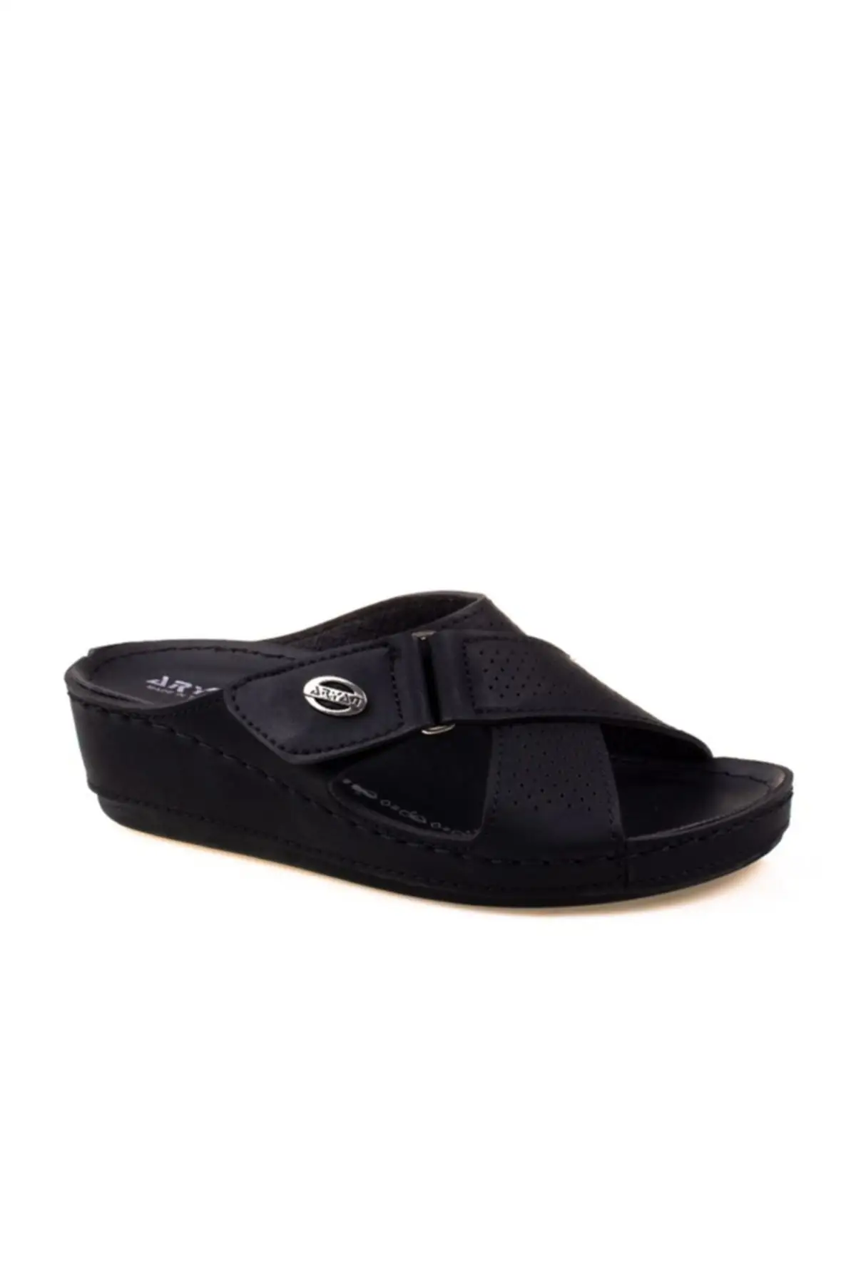 

Women Sandals Cross Velcro Faux Black Slippers 2022 New Summer Comfort Breathable Casual Quality Ladies Fashion Sandals