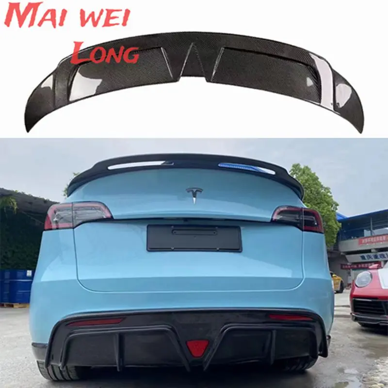 

For Tesla Model Y Rear Trunk Lid Spoiler Wing Real Glossy Black Car Tailgate Flap Trim Decklid Splitter Lip Body Kit