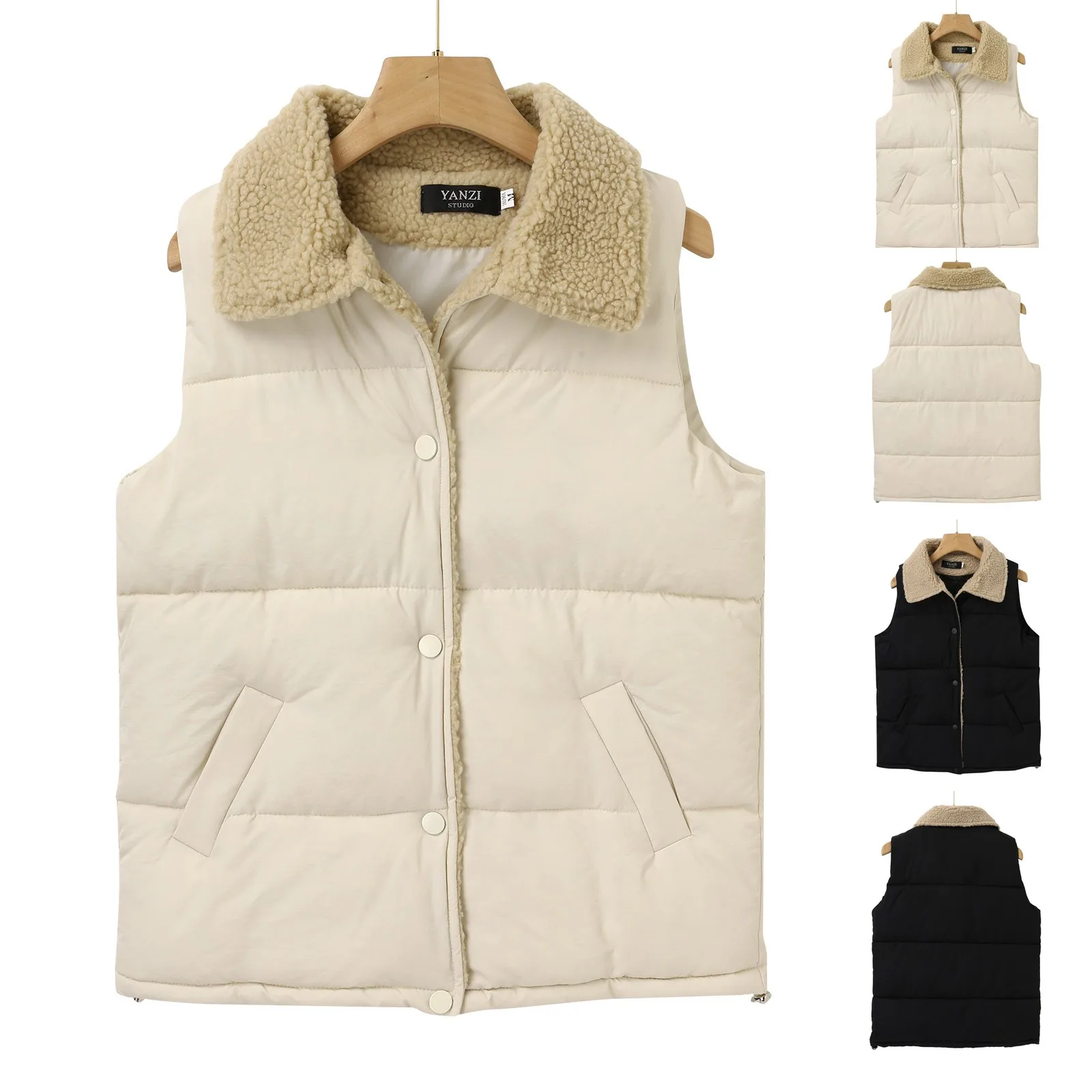 

Женский короткий жилет из овечьей шерсти, осенне-зимняя пуховая хлопковая кофта, модная женская одежда, жилет, пальто, жилет для женщин на ос...