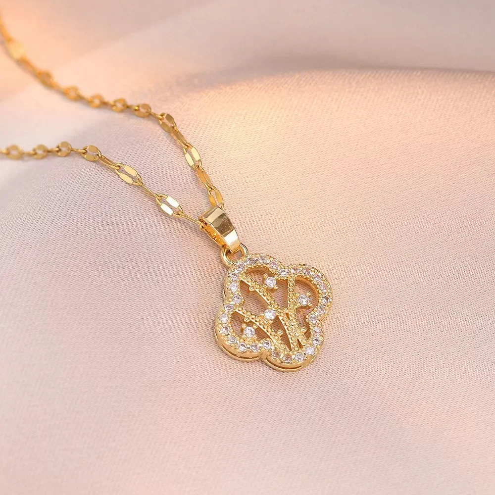 Женское винтажное ожерелье с четырьмя листьями и цветком ювелирные изделия