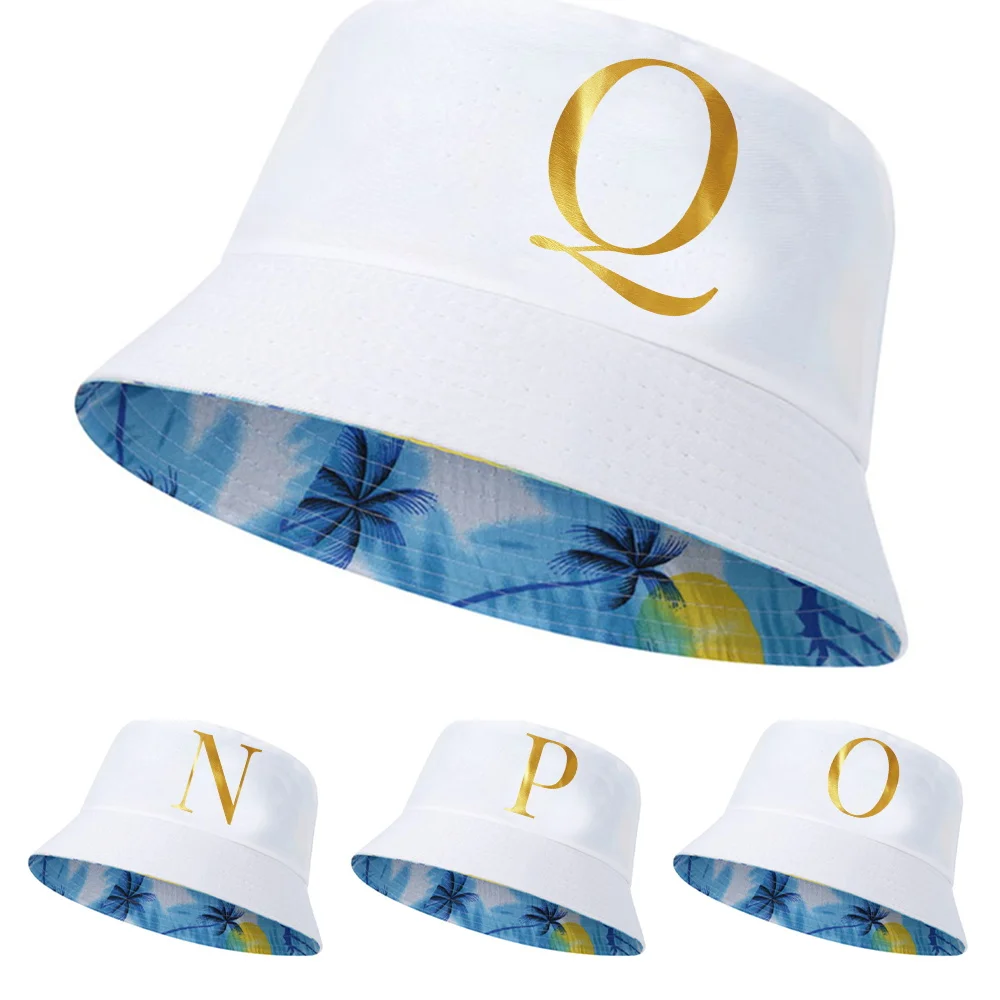 

Double-sided Wear Bucket Hats Shading Flat Caps Outdoor New Fishing Hunting Fisherman Sunscreen Letter Letter Folding Bucket Hat
