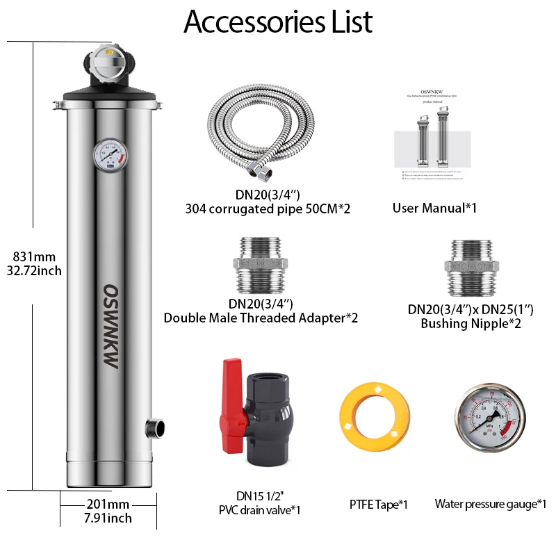 

Фильтр для воды OSWNKW, ультрафильтрационный, для всего дома