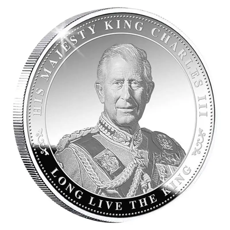 

The King Of England Charles III Silver Plated Commemorative Coin Set In Holder Uk Royal Challenge Coins Keychain Souvenir Gift