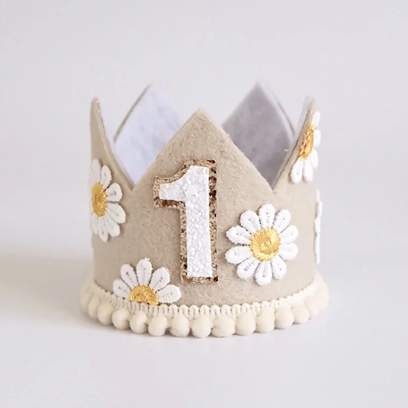 

Розовая коричневая фетровая корона-ромашка для детей