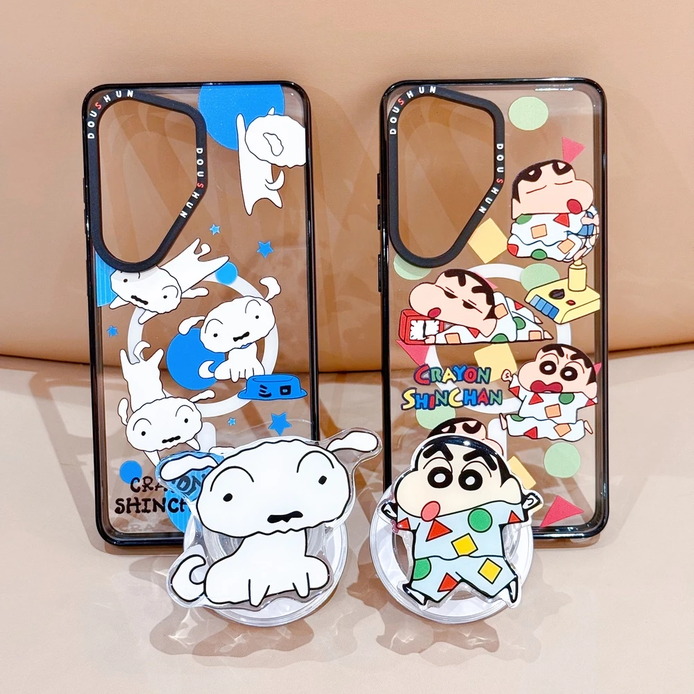 Фото Милый мультяшный чехол-держатель с магнитом Crayon Shin-chan для беспроводной зарядки Magsafe для Samsung Galaxy S26 25 24 Ultra Plus №4