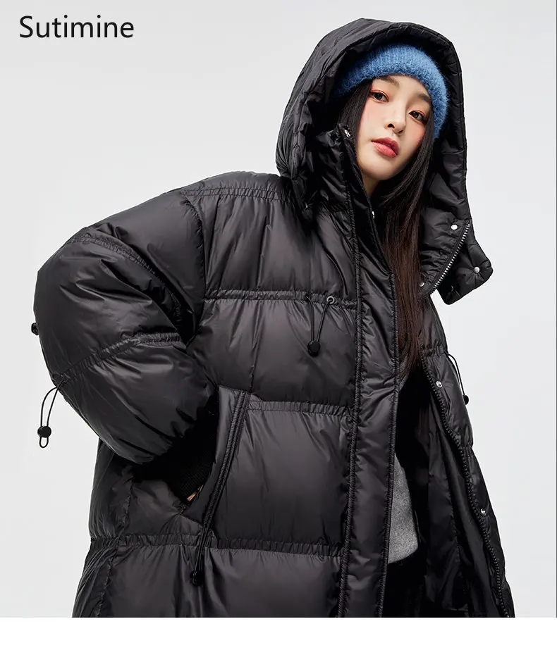 Black Winter Coat for Women Office Lady Down Cotton Jacket Women's Warm Stand Collar Over Knee Casual Coat Winter Clothes Women