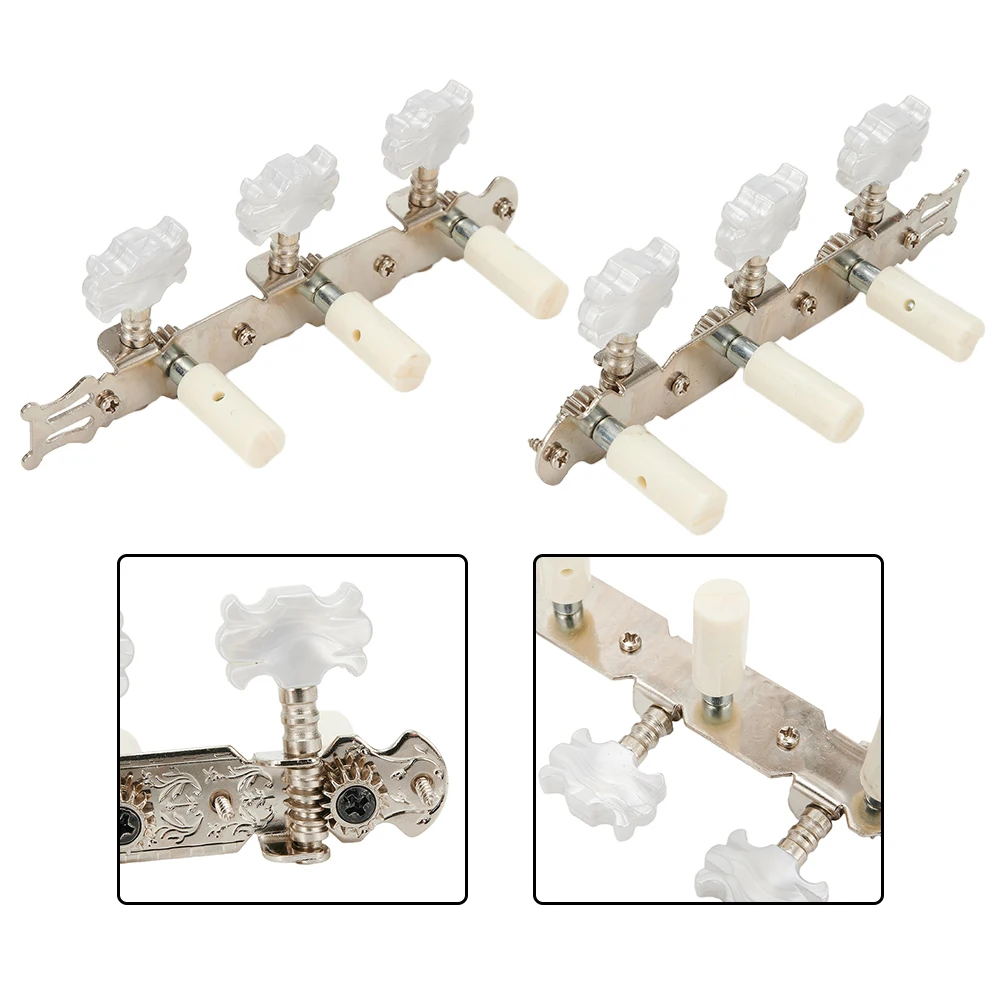 

Classical Guitar Button Triplets String Tuning Pegs Machine Heads Tuners Keys Parts With 8pcs Screws 1 Pair (Left + Right)