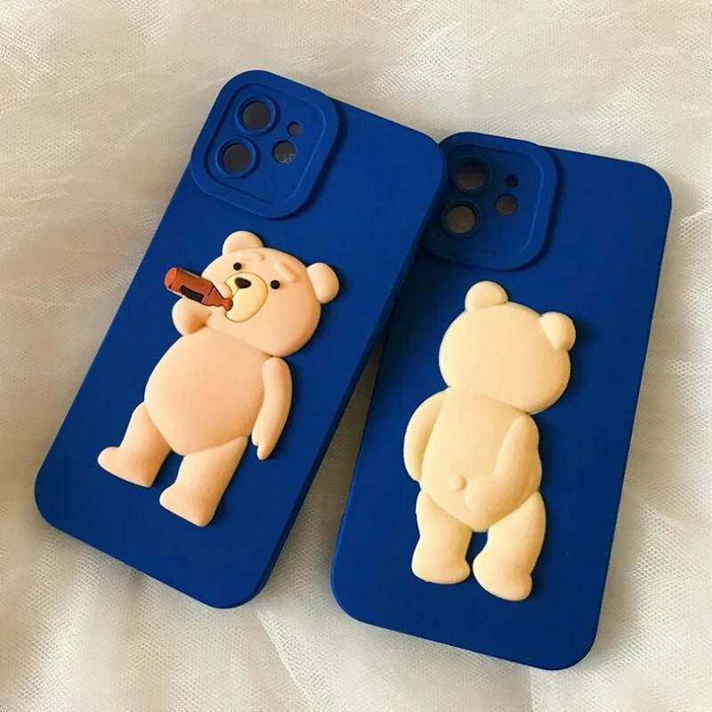

Beer touch butt bear iPhone13Promax mobile phone case xsmax/xr stereo 1211pro men and women 7/8