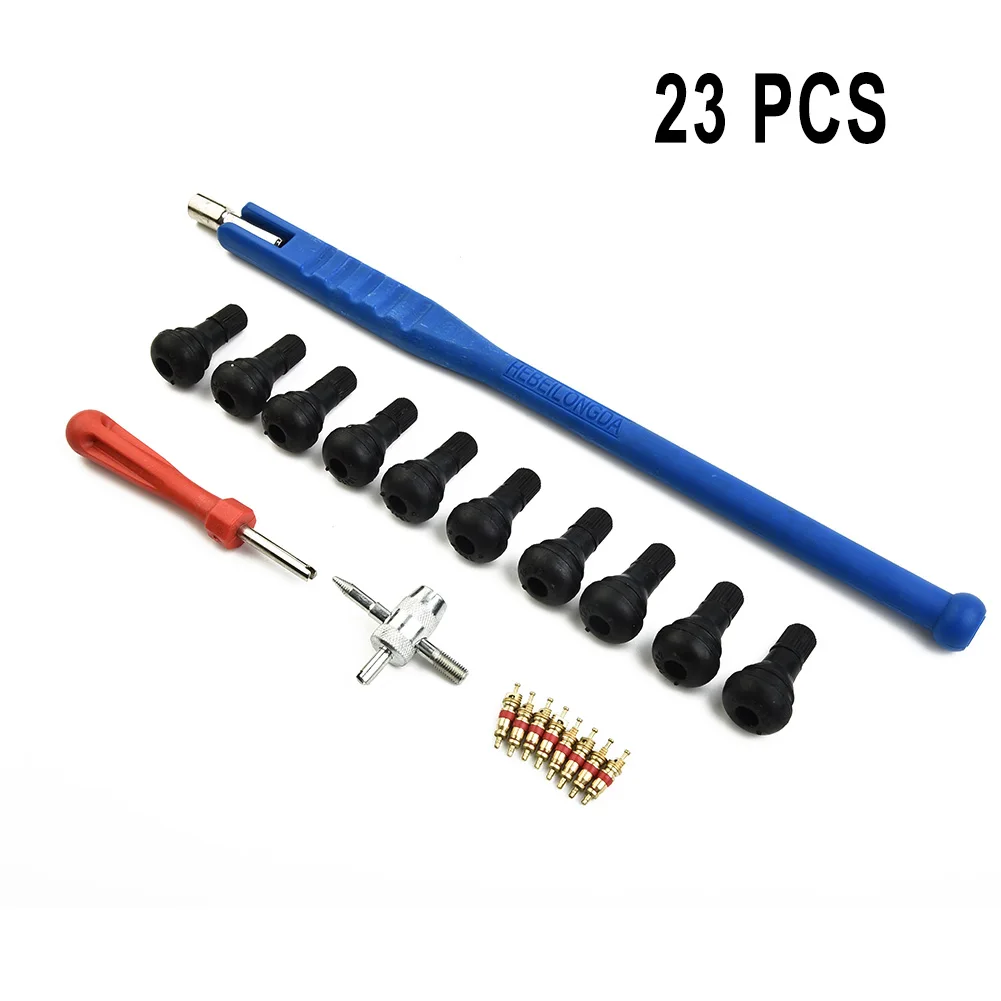 

Valve Core 4 Way Tire Repair Tool Kit +Core Remover +Valve Stem 23pcs Practical Brand New Durable High Quality
