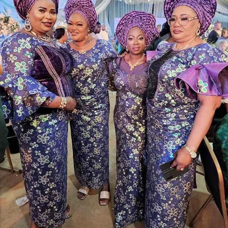 

African Sequins Mesh Lace Fabric 2022 High Quality Double Net Embroidered French Nigerian Tulle Lace 5 Yards For Party Sewing