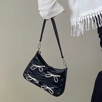 2022 niche new womens bag pleated bow armpit bag contrast color small bag shoulder bag messenger bag