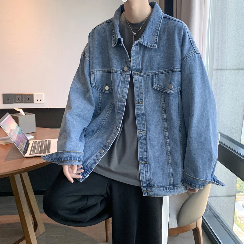 

Autumn denim jacket jacket Men's loose retro fashion Hong Kong style casual casual casual fashion work clothes top