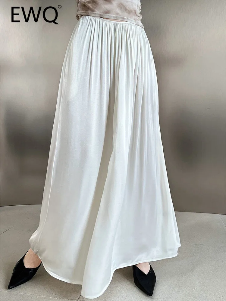 

EWQ Elegant Elastic High Waist Skirt For Women A-line Mid-length Female Satin French Style Clothing 2023 Autumn New 26D3728