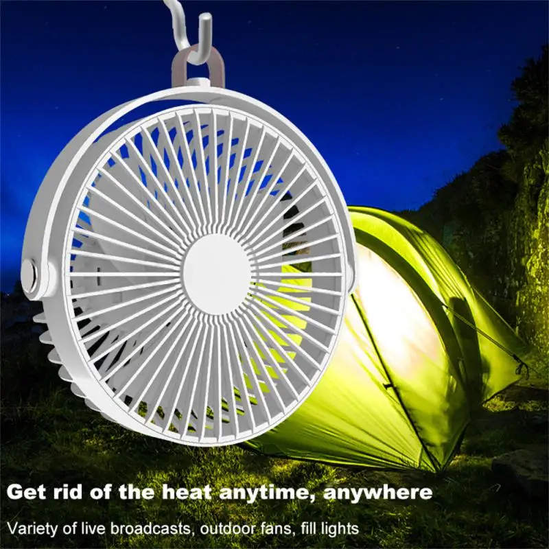 

2022 Multifunction Home Appliances USB Chargeable Desk Tripod Stand Air Cooling Fan With Night Light Outdoor Camping Ceiling Fan