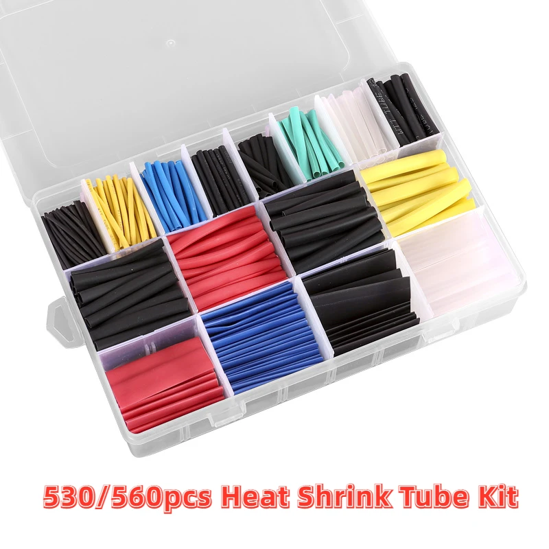 

530/560pc Heat-shrink Tubing Heat Shrink Wrapping Kit Electrical Connection Wire Cable Insulation Sleeving for Wires Shrink Wrap