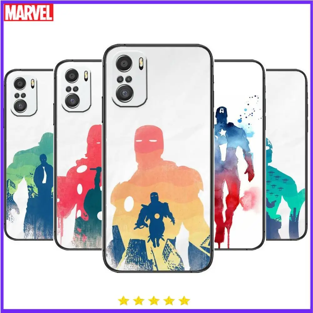 

Captain America Iron Man For Xiaomi Redmi Note 10S 10 9T 9S 9 8T 8 7S 7 6 5A 5 Pro Max Soft Black Phone Case