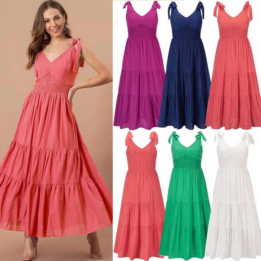 

Summer 2022 Women's V-neck Sleeveless Dress Stylish slim a-line skirt sexy dress woman dress