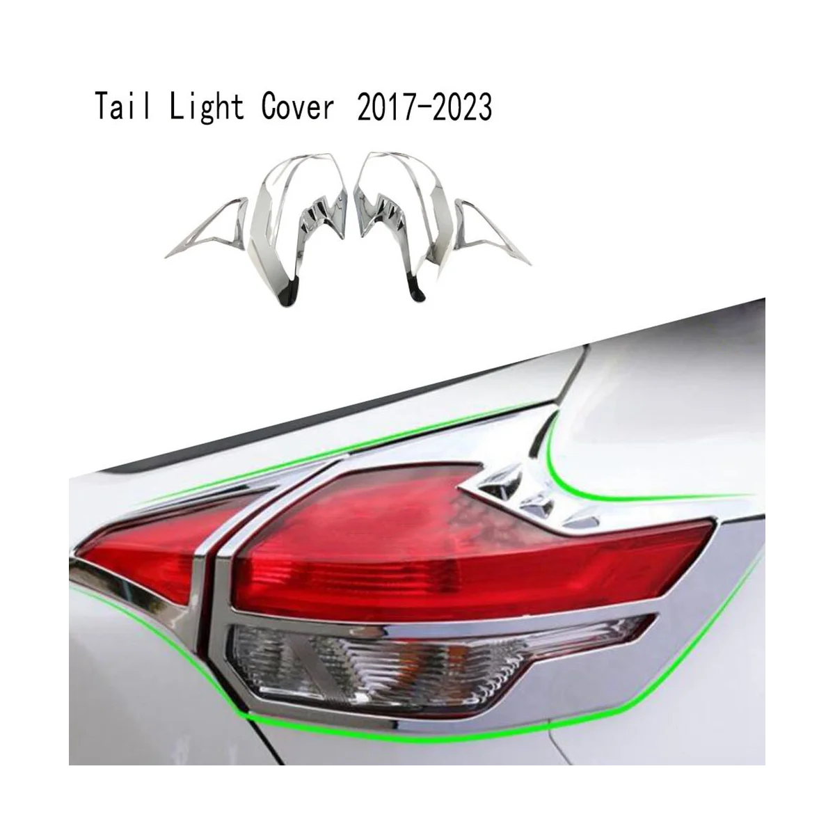 

4PCs Car Tail Light Cover Trim Chrome Rear Bumper Brake Lights Frame Parts for Nissan Kicks 2017-2023