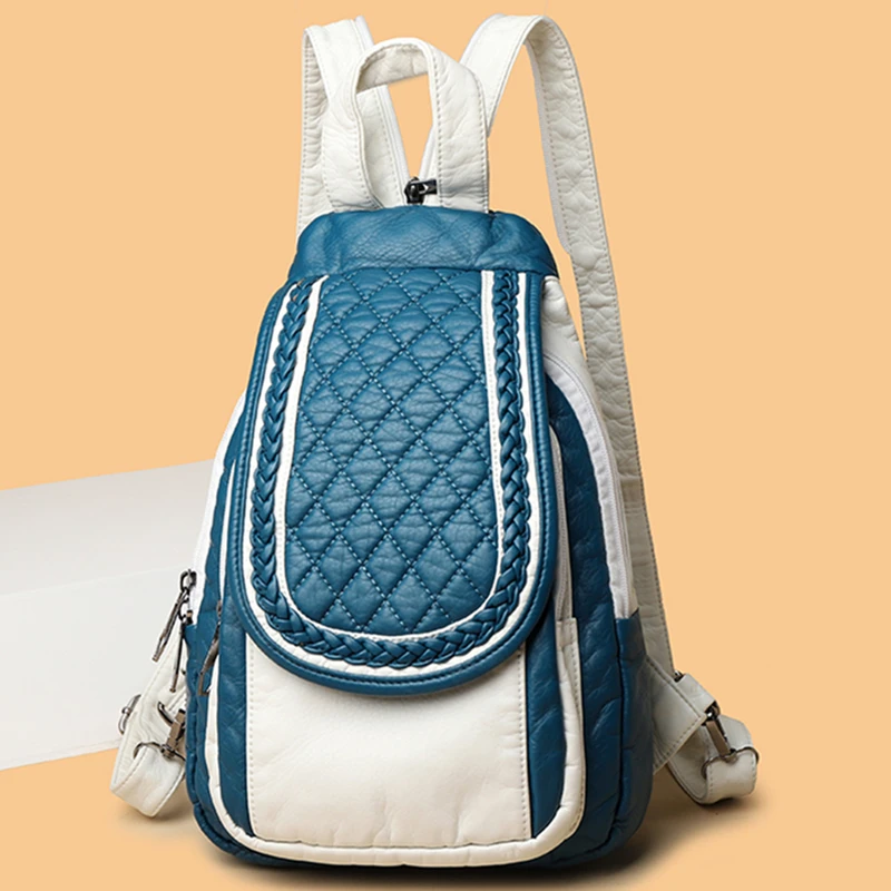 

Fashion Women Soft Leather Backpacks Luxury Female Shoulder Bag Shopping Travel Knapsack Femme New 2023 Portable Casual Rucksack