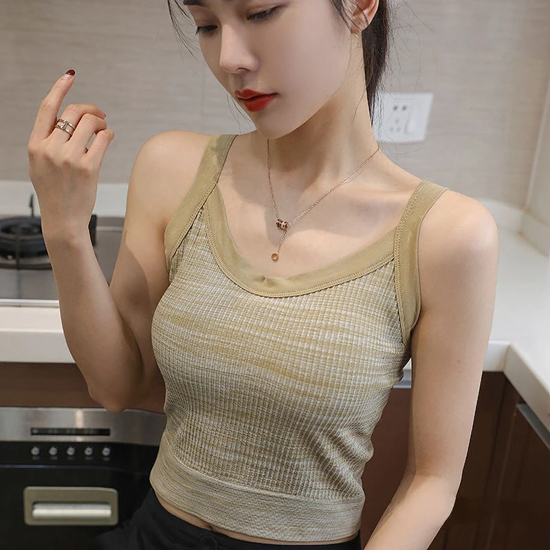 Топ женский летний без рукавов с круглым вырезом повседневная однотонная