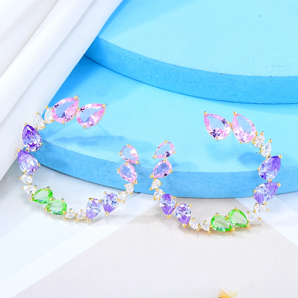 

GODKI Trendy Daily Circle Flowers Stud Earrings for Women Wedding CZ Brincos boucle d'oreille 2022 Bohemia Jewelry HOT