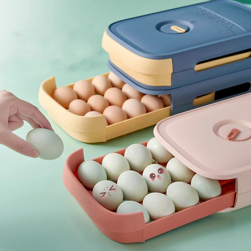 

18 Grid Chicken Box with Lid Organizer Boxe Plastic Box with Lid Storage Egg Refrigerator Kitchen Organizer Drawer Egg Tray Box