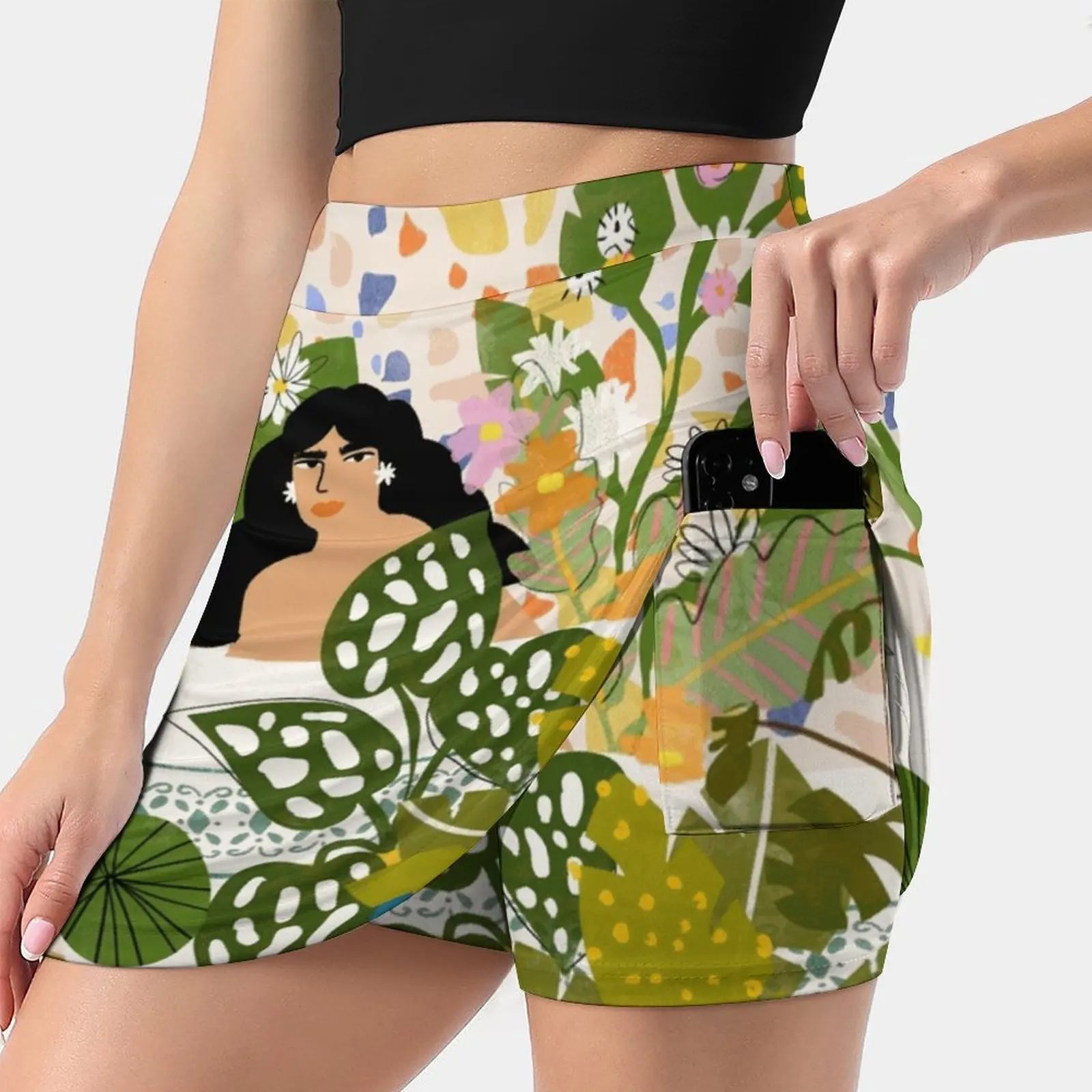 Купание с растениями новые женские юбки двухслойное короткое платье принтом