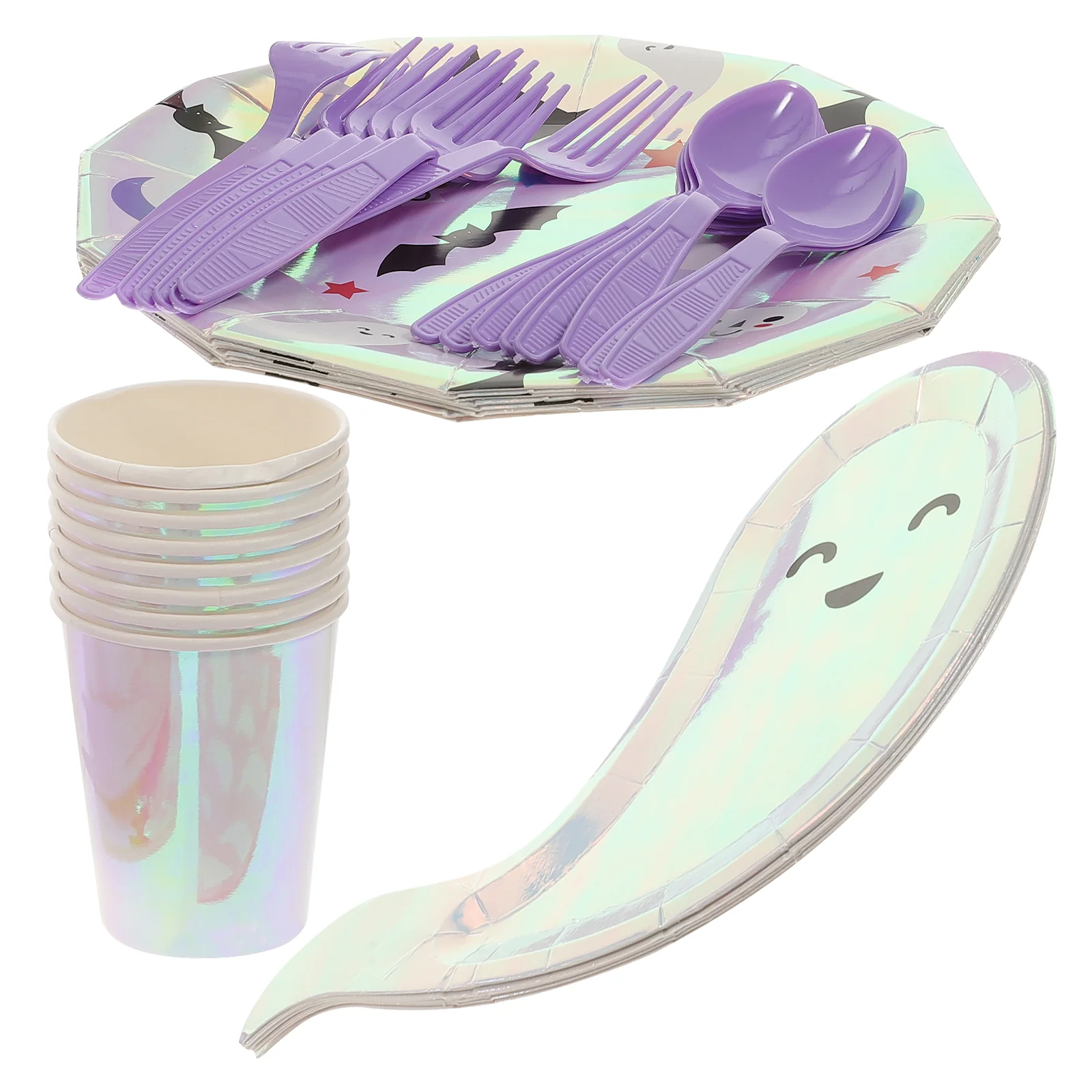 

Plates Paperparty Tableware Round Dinner Disposable Plate Lunch Dish Set Ghost Dinnerware Serving Buffet Style