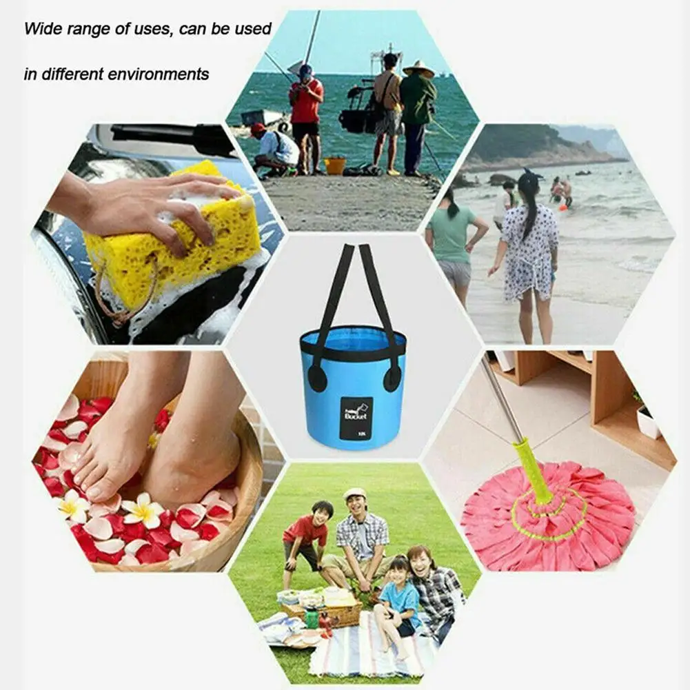

20l Portable Bucket Outdoor Travel Water Storage Bag Waterproof Fishing Foldable Car Supplies For Backpack Camping Q6b0