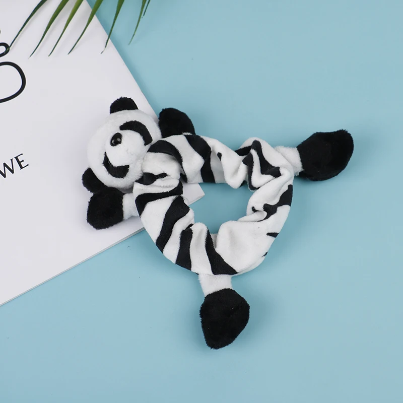 

Lovely Velvet Plush Panda Scrunchies Hair Tie Rope 3D Animal Head Rope Doll Elastic Ponytail Holder Hair Accessor Intestine Ring