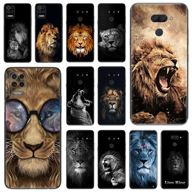 

Silicone Black Phone Cases Cover for LG K42 K52 K40 K61 K41 K51 K50 K71 G6 G7 k92 Moto G8 G 71 60 51 50 31 30 Super Lion Pattern